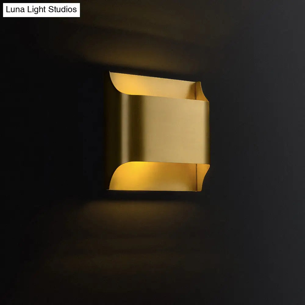 Golden Flush Wall Sconce - Modern Metal Light For Stairs