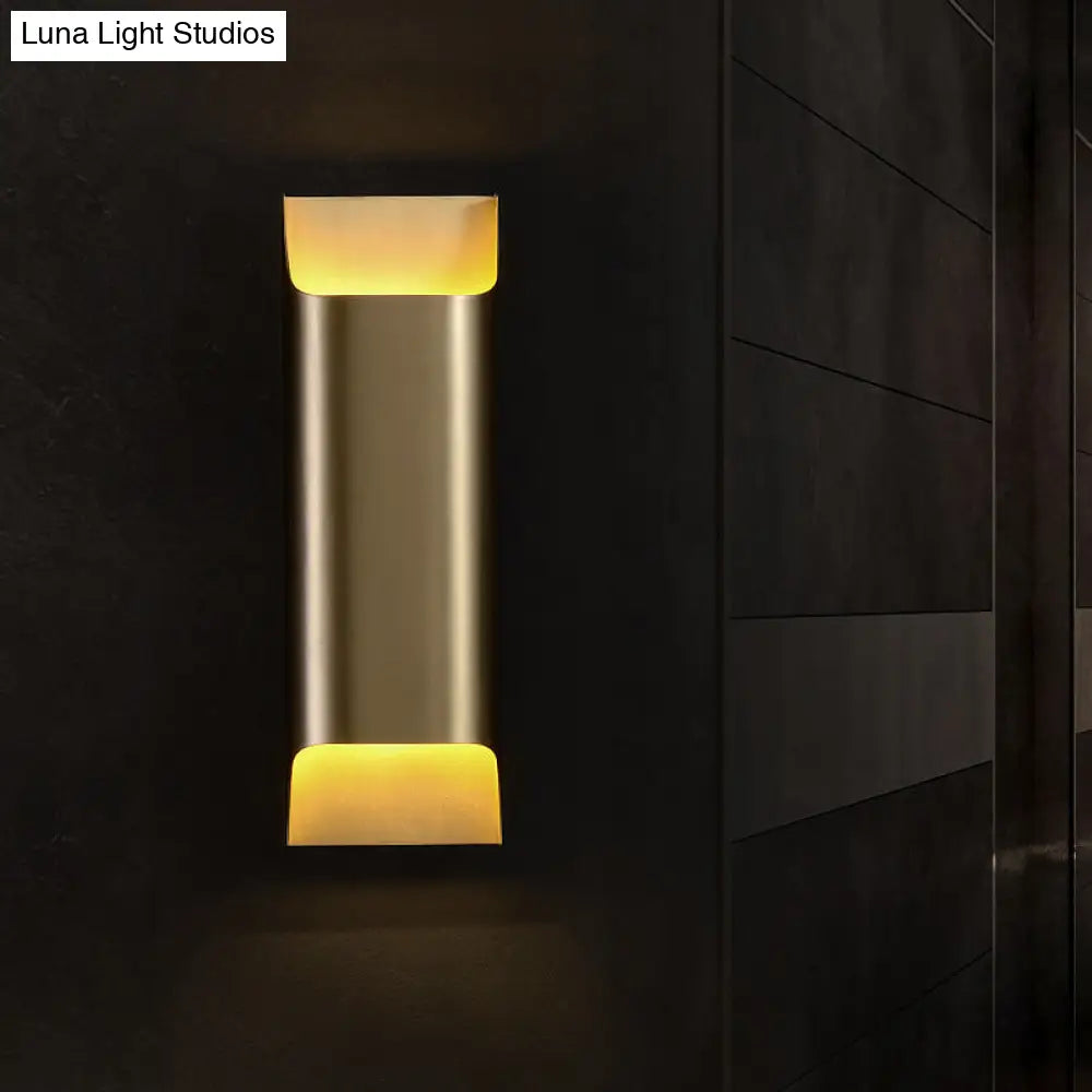 Golden Flush Wall Sconce - Modern Metal Light For Stairs