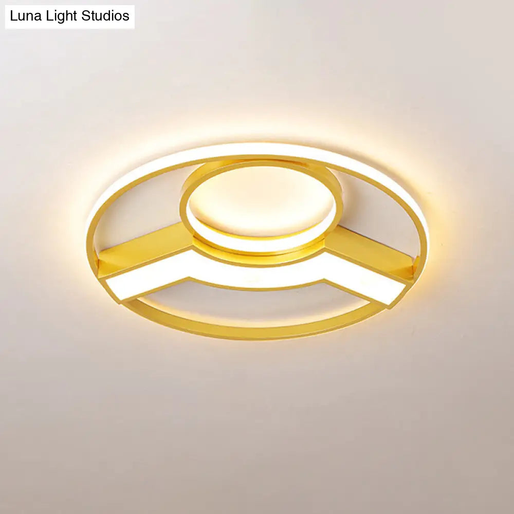 Golden Hoop Led Ceiling Light- Modern Creative Acrylic Flush Mount Warm/White Light 16.5/20.5