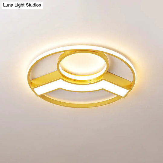 Golden Hoop Led Ceiling Light- Modern Creative Acrylic Flush Mount Warm/White Light 16.5/20.5