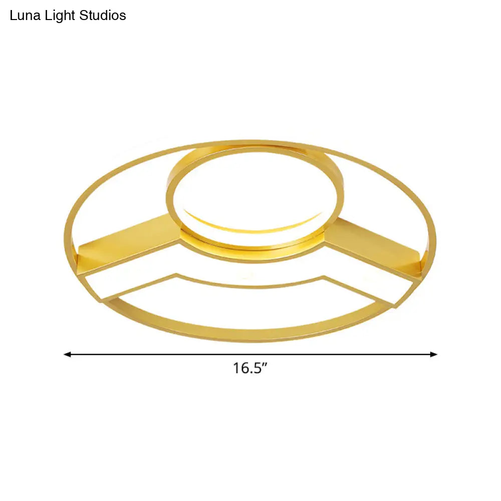 Golden Hoop Led Ceiling Light - Modern Creative Acrylic Flush Mount Warm/White Light