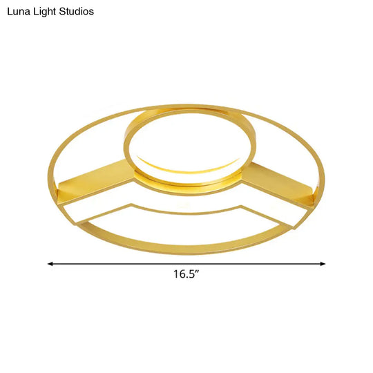 Golden Hoop Led Ceiling Light - Modern Creative Acrylic Flush Mount Warm/White Light