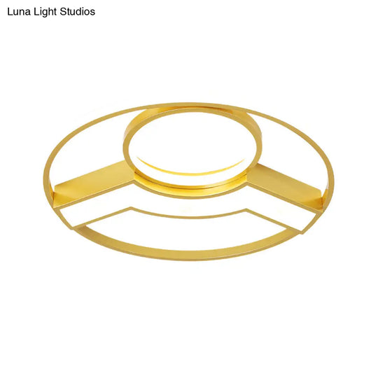 Golden Hoop Led Ceiling Light- Modern Creative Acrylic Flush Mount Warm/White Light 16.5/20.5