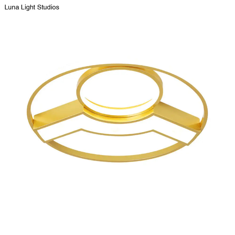 Golden Hoop Led Ceiling Light - Modern Creative Acrylic Flush Mount Warm/White Light