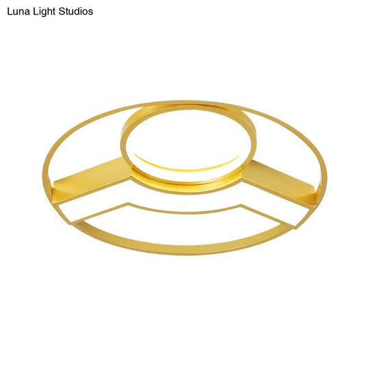 Golden Hoop Led Ceiling Light - Modern Creative Acrylic Flush Mount Warm/White Light