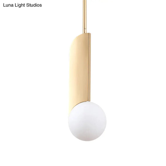 Golden Ivory Glass Pendant Light With Colonial Spherical Design - Ideal For Living Rooms
