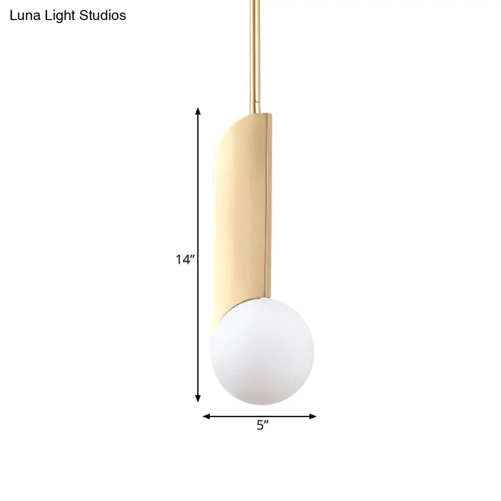 Golden Ivory Glass Pendant Light With Colonial Spherical Design - Ideal For Living Rooms