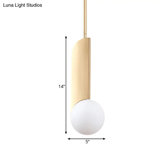 Golden Ivory Glass Pendant Light With Colonial Spherical Design - Ideal For Living Rooms