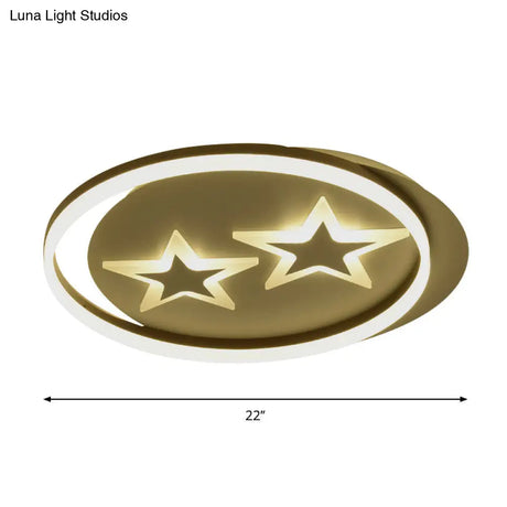 Golden Kids Led Ceiling Lamp With Star/Planet Design For Bedroom