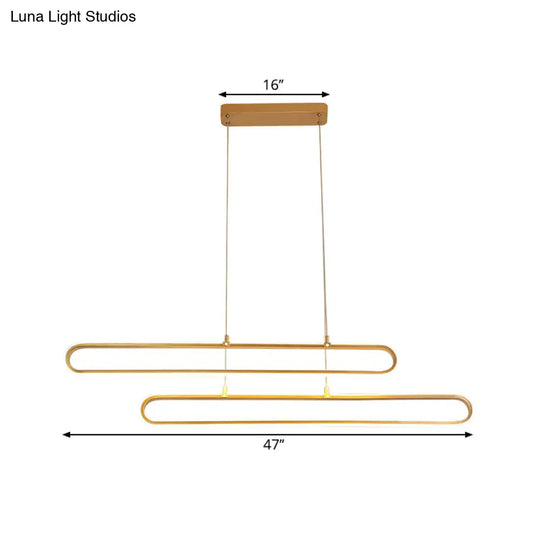Golden Led Aluminum Island Pendant Light - Modern Elliptical Design Warm/White 39/47