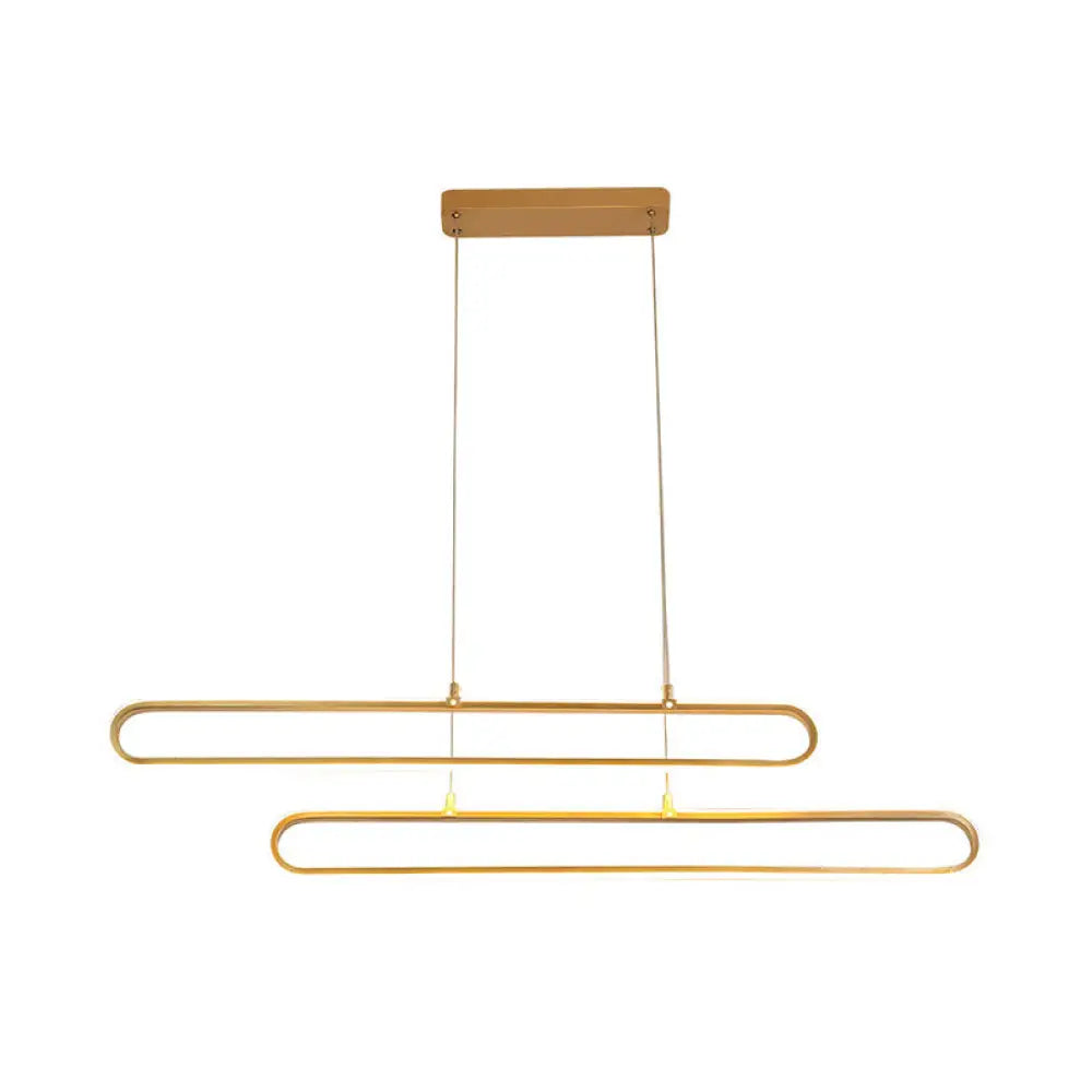 Golden Led Aluminum Island Pendant Light - Modern Elliptical Design Warm/White 39/47