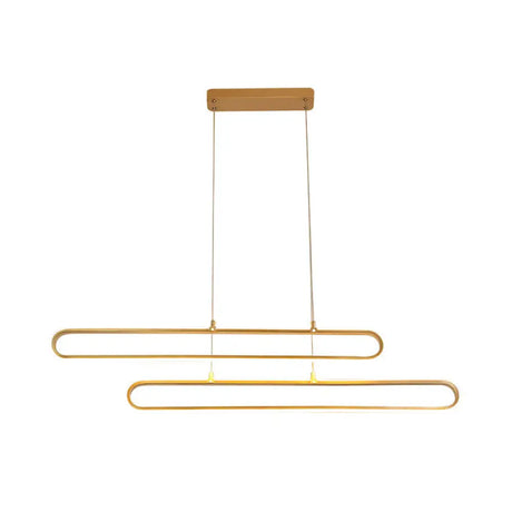 Golden Led Aluminum Island Pendant Light - Modern Elliptical Design Warm/White 39/47