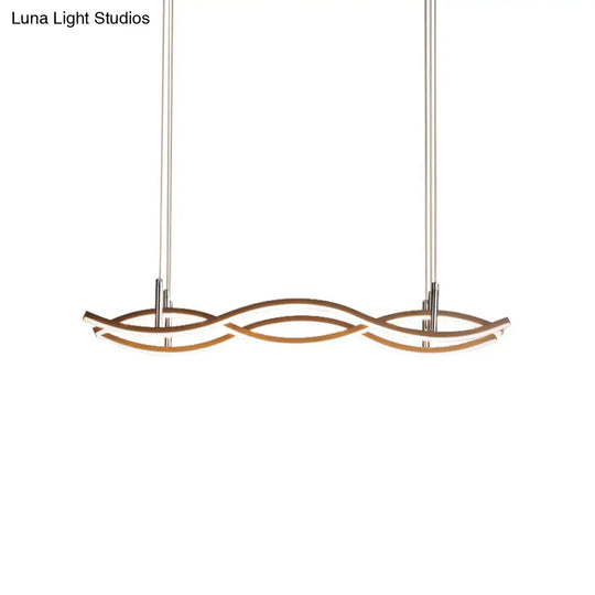 Golden Led Pendant Chandelier With Wavy Design - 22’/27’/41’ Wide Acrylic White/Warm Light