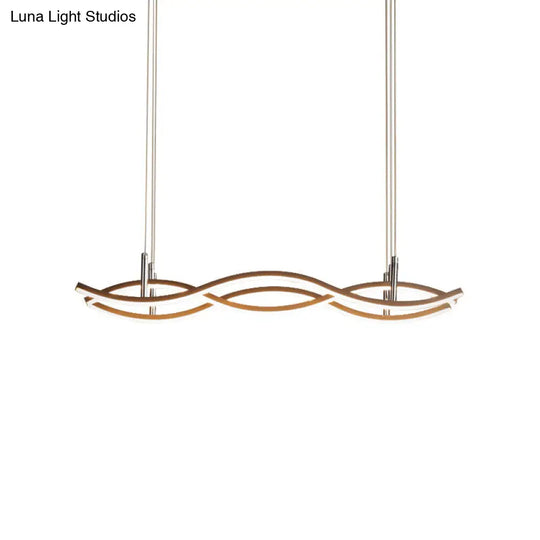 Simple Acrylic Golden Led Pendant Chandelier - 22/27/41 Wide Wavy Design In White/Warm Light