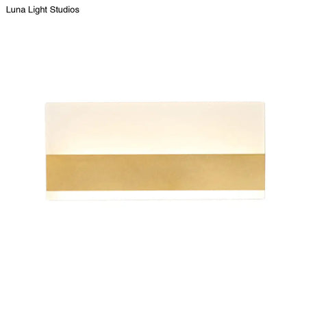 Golden Led Wall Sconce: Simplicity Cuboid Design Acrylic White/Warm Light