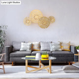 Golden Lotus Leaf Wall Mounted Sconce Light Fixture With Artistic Metal Shade (4 Bulbs)