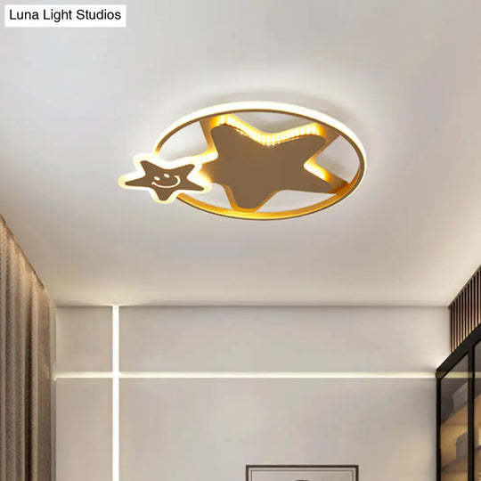 Golden Nordic Mountain/Starfish Acrylic Led Flush Light For Bedroom