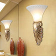 Golden Peacock Tail Wall Sconce - Stylish Country Lamp With Opal Glass Shade Gold