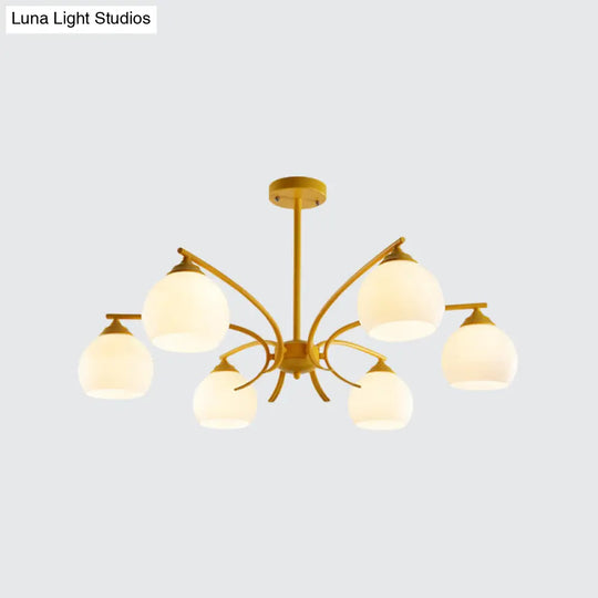 Stylish Opal Glass Living Room Chandelier - Sphere Shade 6/8 Lights Macaron-Inspired