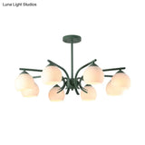 Grace - Opal Sphere Shade Living Room Chandelier Glass 6/8 Lights Macaron Stylish
