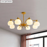 Grace - Opal Sphere Shade Living Room Chandelier Glass 6/8 Lights Macaron Stylish
