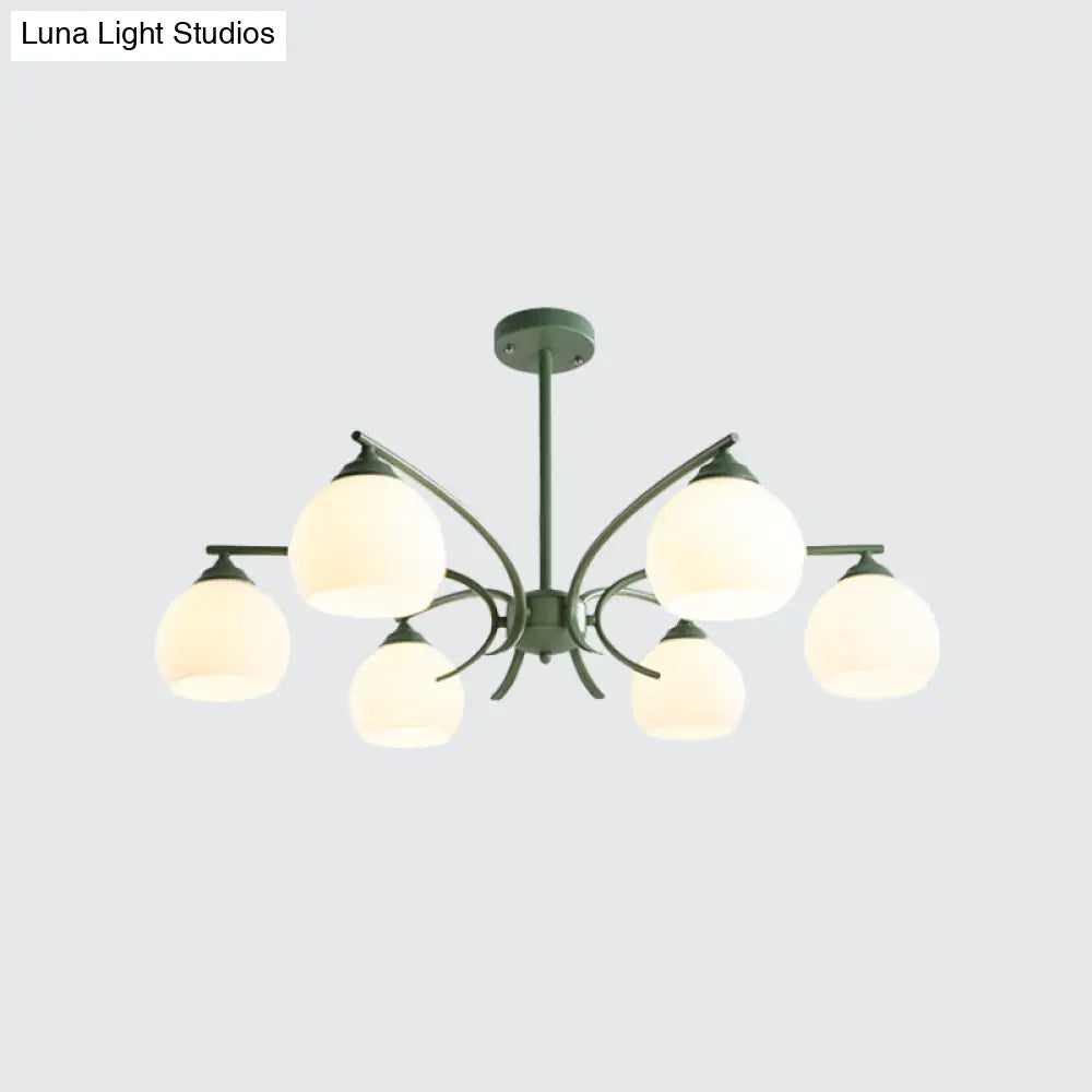 Grace - Opal Sphere Shade Living Room Chandelier Glass 6/8 Lights Macaron Stylish