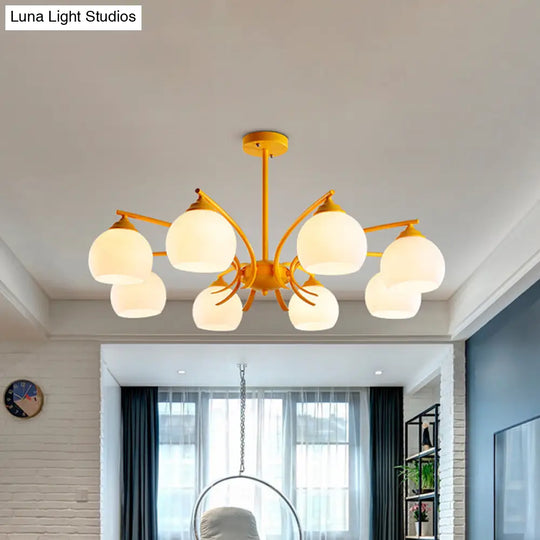 Stylish Opal Glass Living Room Chandelier - Sphere Shade 6/8 Lights Macaron-Inspired