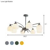 Grace - Opal Sphere Shade Living Room Chandelier Glass 6/8 Lights Macaron Stylish