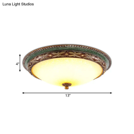 Green Flower Flush Mount Led Ceiling Light - Traditional Resin Design Warm/White