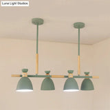 Green/Grey/White Metal Dome Shade Island Chandelier - Nordic Style Pendant Lamp With 4 Heads