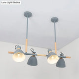 Green/Grey/White Metal Dome Shade Island Chandelier - Nordic Style Pendant Lamp With 4 Heads