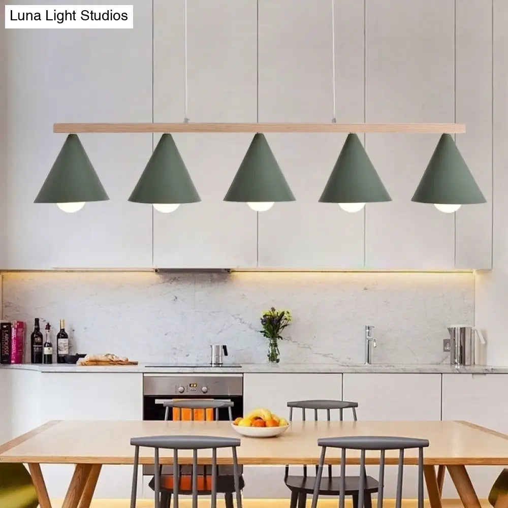 Green Iron Island Pendant With Nordic Design- 3/5 Head Ceiling Light 5 /