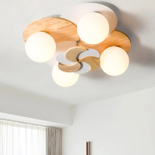 Green/White Nordic Semi - Flush Mount Lighting With 4 Bulbs For Bedroom White