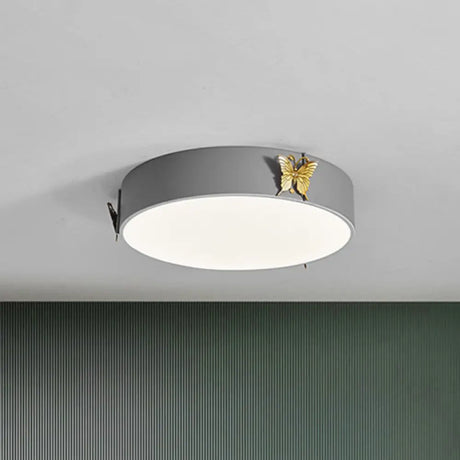 Grey Nordic Butterfly Drum Led Ceiling Light For Bedroom With White/Warm / White
