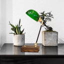 Haedus - Vintage-Style Green Glass Reading Lamp With Retro Design Perfect For Brown