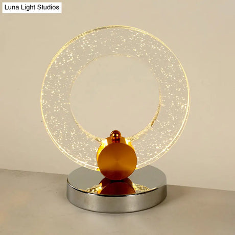 Halo Crystal Desk Lamp - Minimalist Clear Seeded Design For Living Room