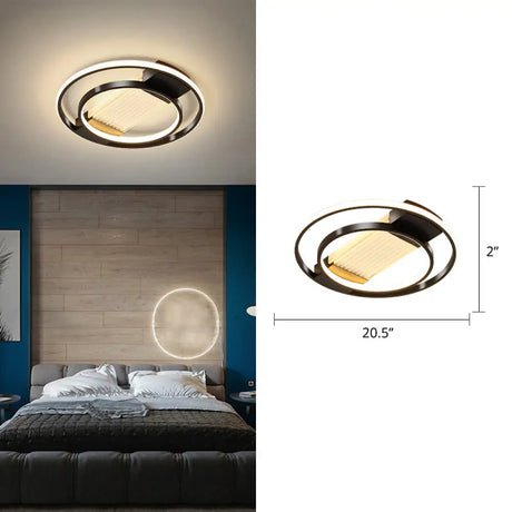 Halo Led Flush Ceiling Light In Black - Sleek Metallic Design Perfect For Bedrooms / 20.5’ White