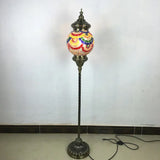 Hand-Crafted Vintage Glass Floor Lamp In Red/Blue/Green Sphere Stand Red