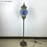 Hand-Crafted Vintage Glass Floor Lamp In Red/Blue/Green Sphere Stand
