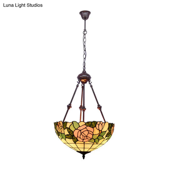 Hand Cut Glass Victorian Pendant Chandelier - 2 Lights Red/Pink/Purple Ideal For Bedroom Lighting