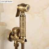 Hand Held Bidet Sprayer Douche Toilet Kit Antique Brass Shattaf Shower Head Gold Copper Valve Set Jet Toilet Bidet
