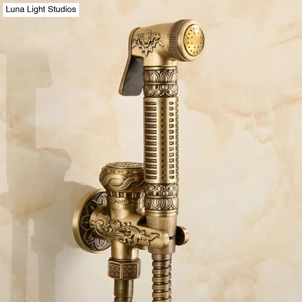 Hand Held Bidet Sprayer Douche Toilet Kit Antique Brass Shattaf Shower Head Gold Copper Valve Set Jet Toilet Bidet