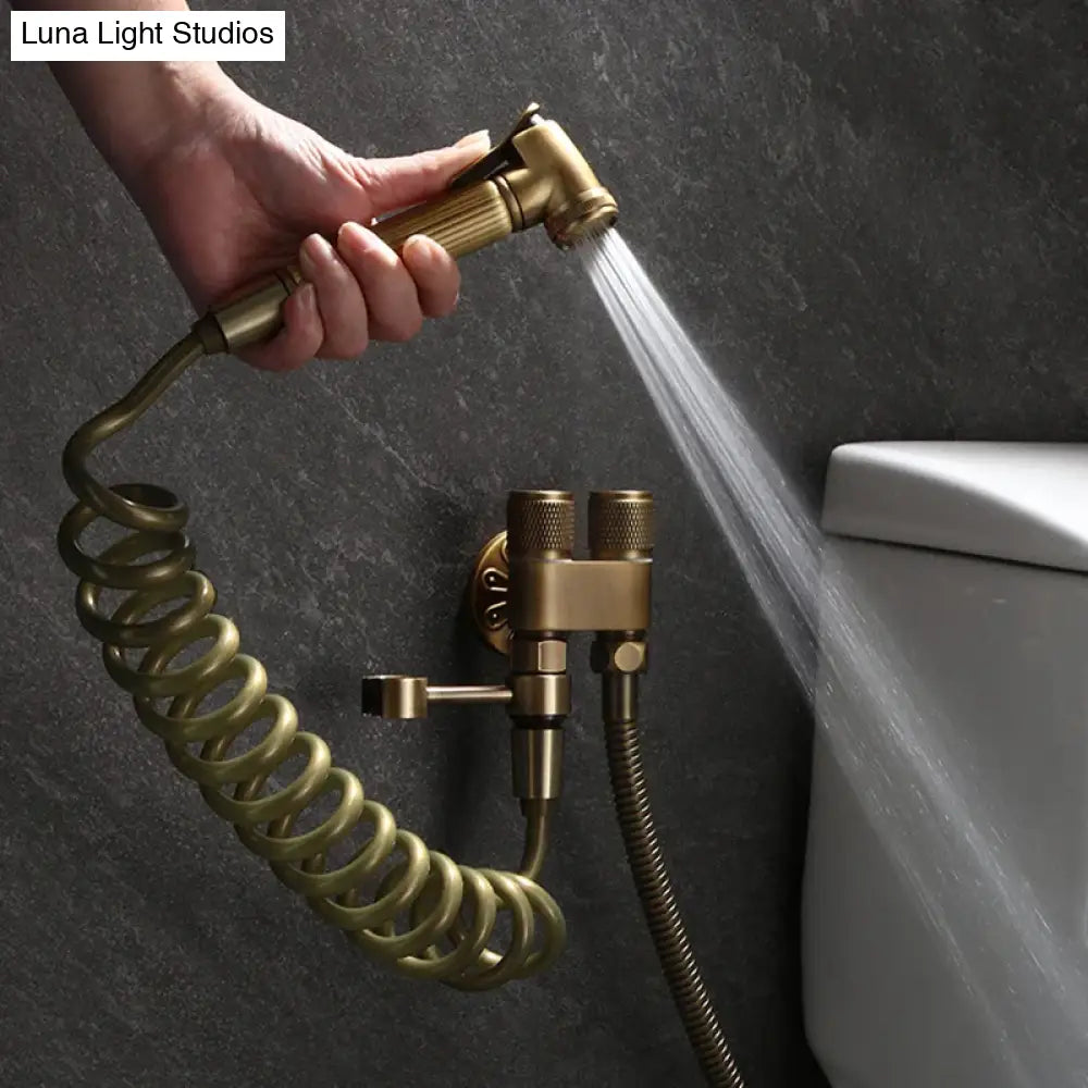 Hand Held Bidet Sprayer Douche Toilet Kit Antique Bronze Shattaf Shower Head Brass Valve Set Jet Bidet Faucet Garden