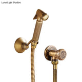 Hand Held Bidet Sprayer Douche Toilet Kit Antique Bronze Shattaf Shower Head Copper Valve Set Jet Bidet Faucets Set