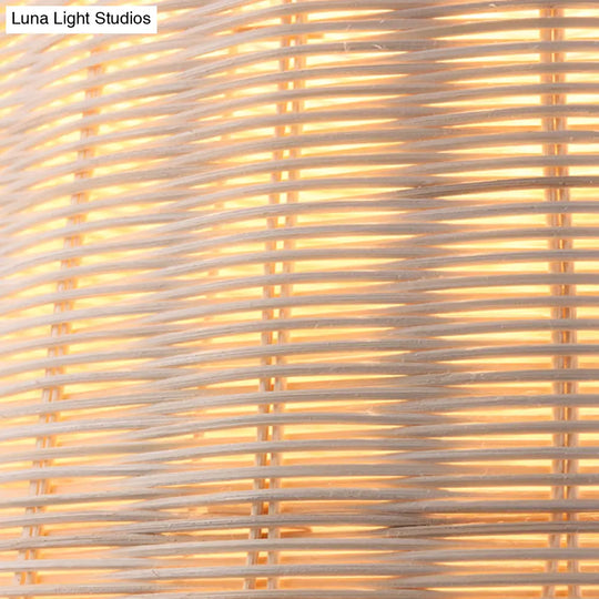 Hand-Woven Bamboo Bell-Shaped Pendant Light With Asian Rattan Shade And 59 Hanging Wire