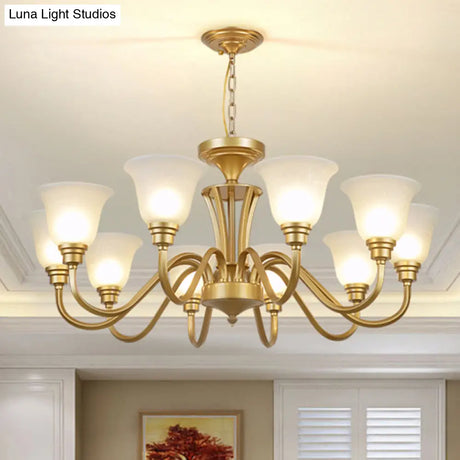 Handblown Glass Bell Suspension Chandelier - Rustic Living Room Light Fixture