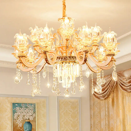 Handblown Glass Floral Vintage Chandelier Pendant Light With Crystal Accent 18 / Dark Weathered Zinc
