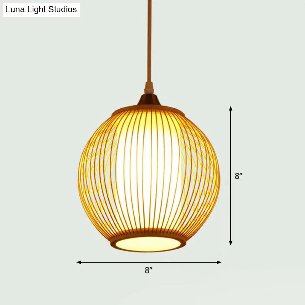 Handcrafted Bamboo Pendant Ceiling Light - Chinese Style Single For Restaurant Ambience