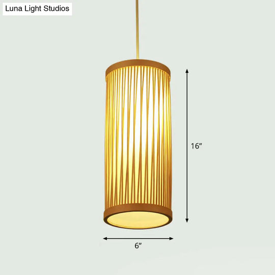 Handcrafted Bamboo Pendant Ceiling Light - Chinese Style Single For Restaurant Ambience