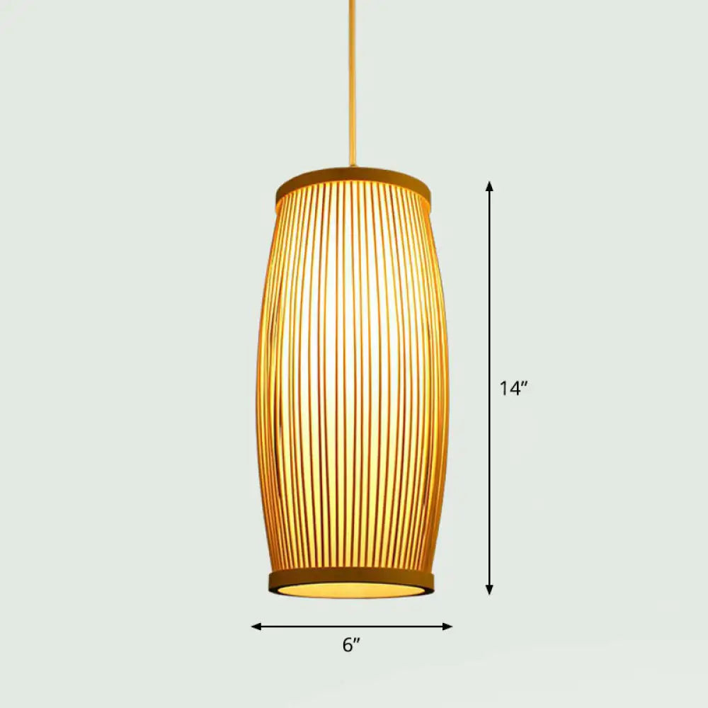 Handcrafted Bamboo Pendant Ceiling Light - Chinese Style Single For Restaurant Ambience Wood / I